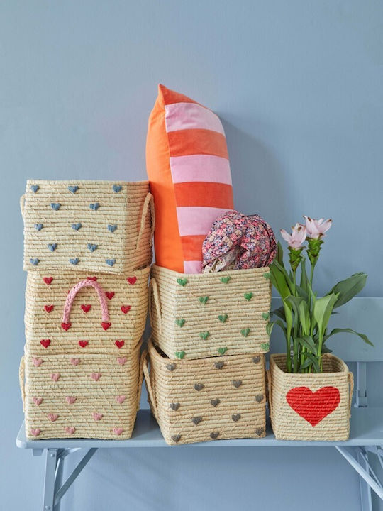 Rice Παιδικό Καλάθι Αποθήκευσης από Ύφασμα Hanging Small Square Raffia Basket Μπεζ