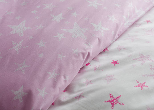 Charalambidis Textiles Γαλαξίας Παιδική Μαξιλαροθήκη 52x72εκ. Λευκή/Ροζ