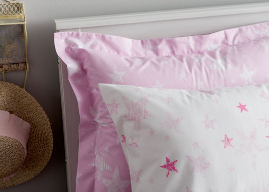 Charalambidis Textiles Γαλαξίας Παιδική Μαξιλαροθήκη 52x72εκ. Λευκή/Ροζ