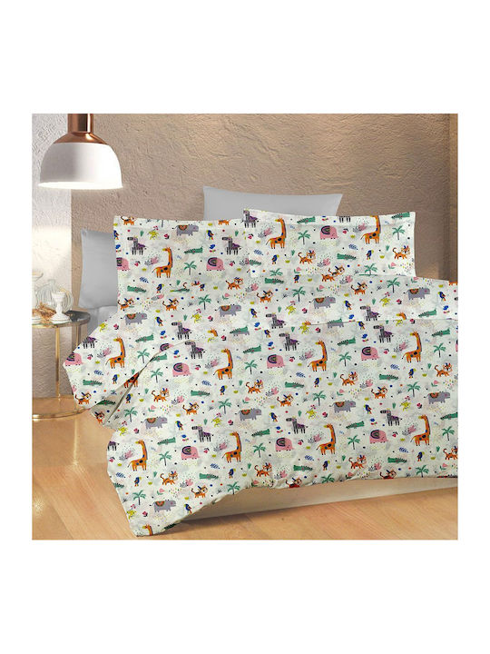 Dimcol Zoo Kids Cotton Pillowcase 50x70cm White-Multi
