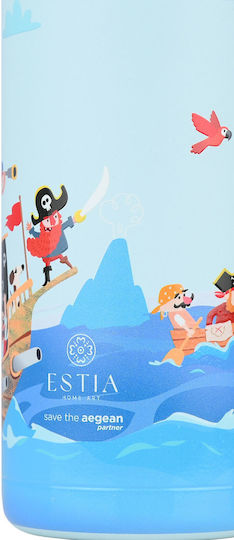 Estia Wonder Bottle Save the Aegean Kids Water Bottle Thermos Stainless Steel with Straw Non Spill Treasure Quest 500ml
