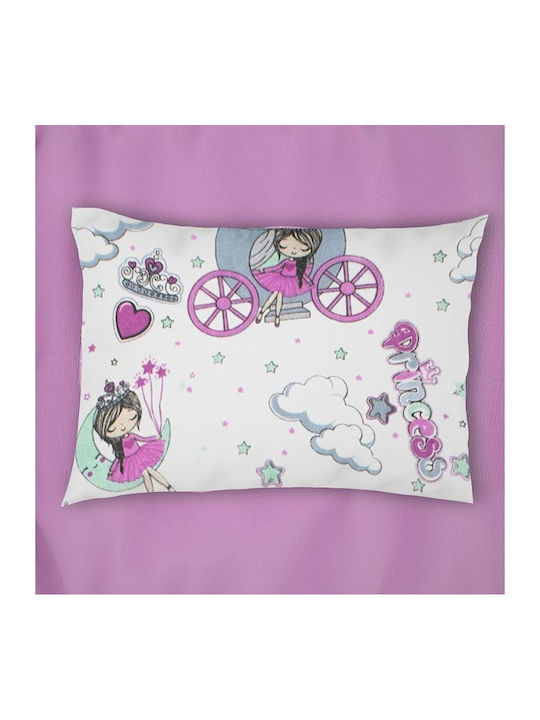 Dimcol Princess Παιδική Μαξιλαροθήκη 50x70εκ. White-lila