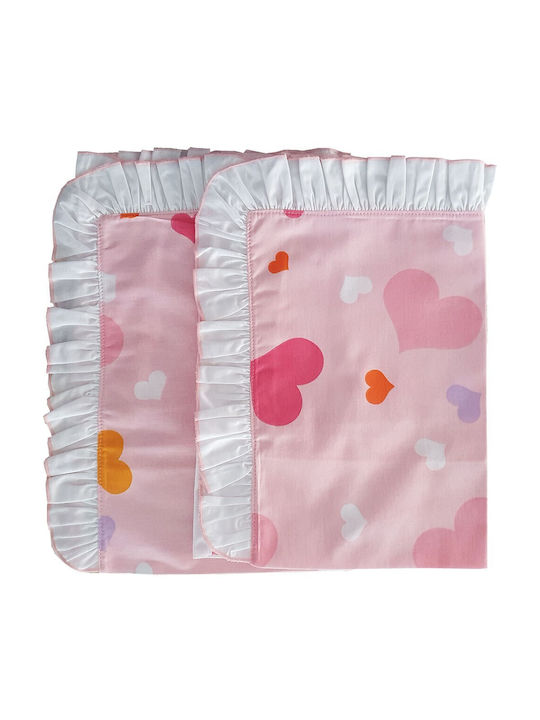 Beboulino Hearts Set de față de pernă pentru copii din bumbac 100% 35x45buc Pink 703-1865-3545