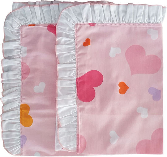 Beboulino Hearts Детски калъфи за възглавници от 100% памук 35x45бр Pink 703-1865-3545