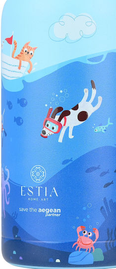 Estia Wonder Bottle Save the Aegean Kids Water Bottle Thermos Stainless Steel with Straw Non Spill Ocean Play 350ml