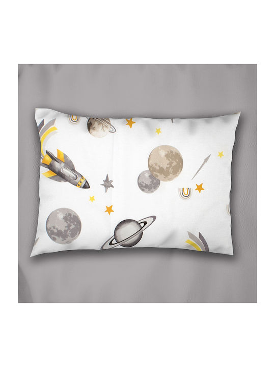 Dimcol Space Kids Cotton Pillowcase 50x70cm White-grey