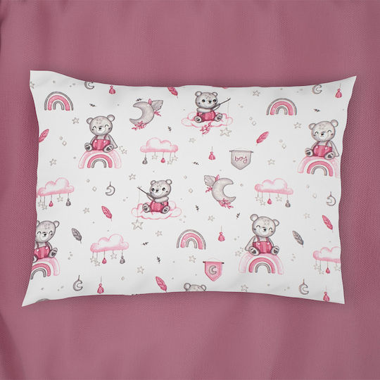 Dimcol Kids Cotton Pillowcase 50x70cm White-pink