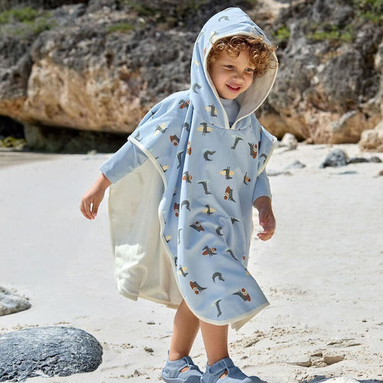 Lassig Kid's Beach Poncho UPF 80 Protection Crocodile Blue 60x60cm