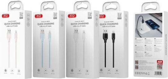 XO Braided USB-A to Lightning Cable 27W Λευκό 1m 16.005.0379