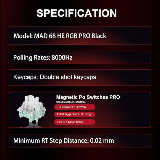 Madlions MAD 68 HE Flagship - 1K Gaming Μηχανικό Πληκτρολόγιο 65% με Magnetic διακόπτες και RGB φωτισμό (Αγγλικό US) Λευκό