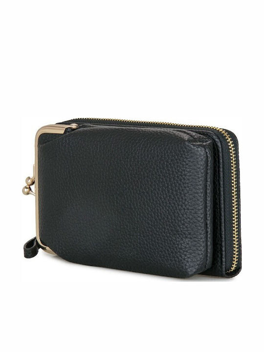 Schwarze Damenbrieftasche mit Reißverschluss