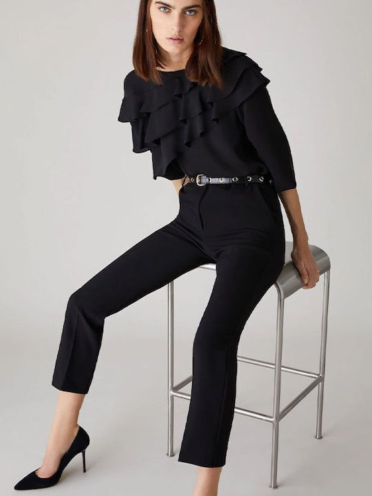 Damen Stoff Hose Schwarz