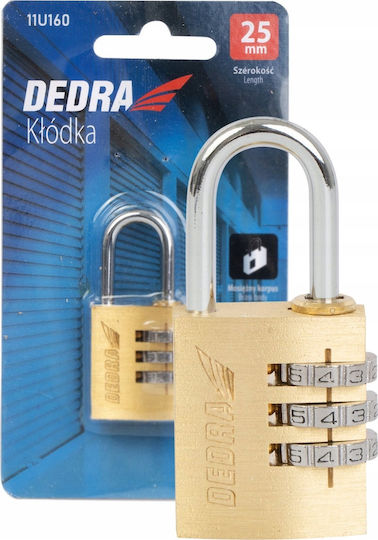 Dedra Bronze Vorhängeschloss Messing Kombination 25mm 1Stück