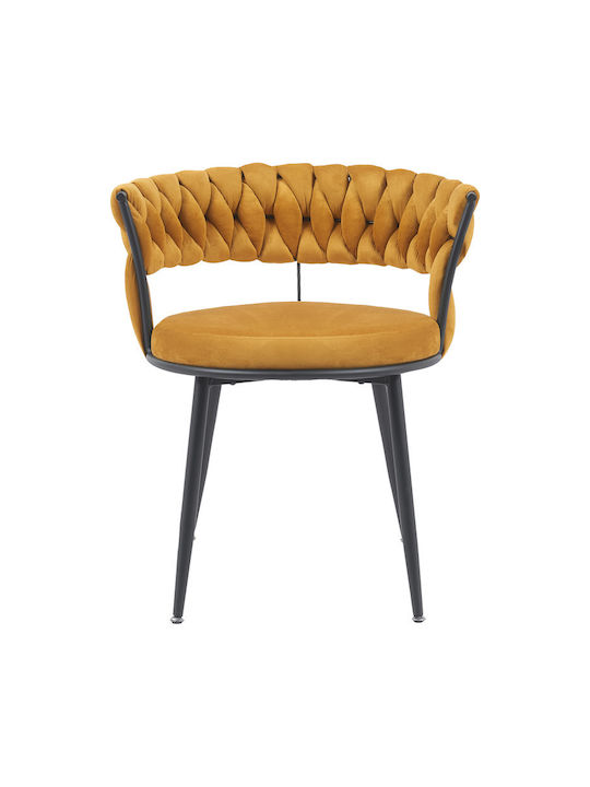 Alkia Dining Room Velvet Chair Yellow Velvet 60x57x68cm