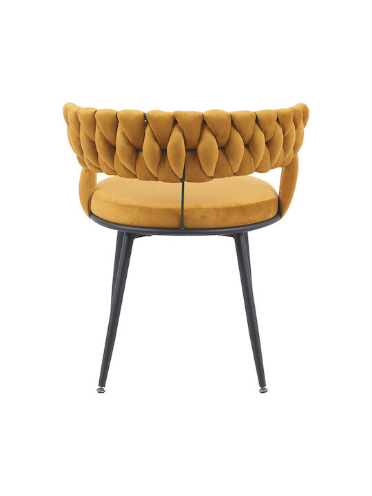 Alkia Dining Room Velvet Chair Yellow Velvet 60x57x68cm