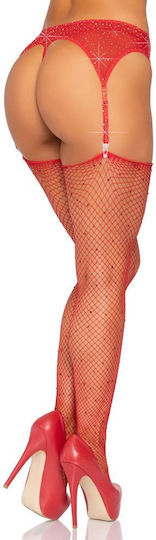 Leg Avenue 8886 Ζαρτιέρες Rhinestone Garterbelt Κόκκινες