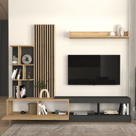 Σύνθετο Σαλονιού Vermont Ανθρακί - Sepet Oak Μ240xΒ40xΥ192εκ.