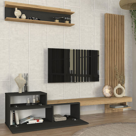 Unitate TV pentru sufragerie Dumont Anthracite - Sepet Oak L240xA36.8xÎ200cm
