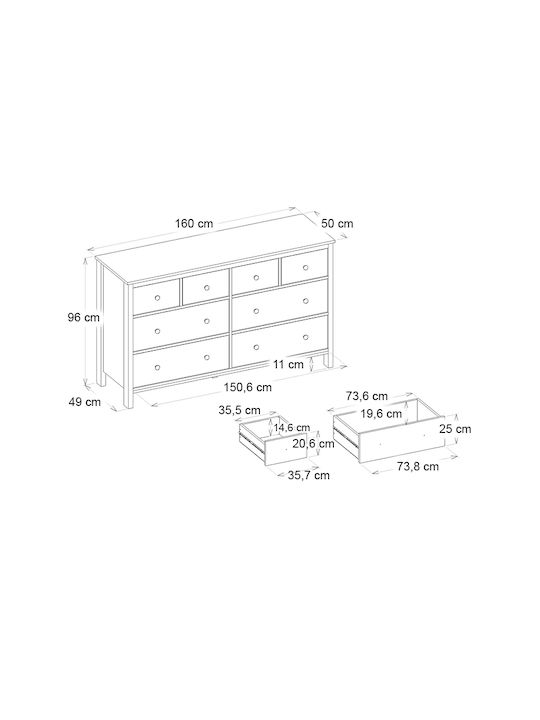 Bufet Sabina cu Sertare Sepet Oak 160x50x96cm