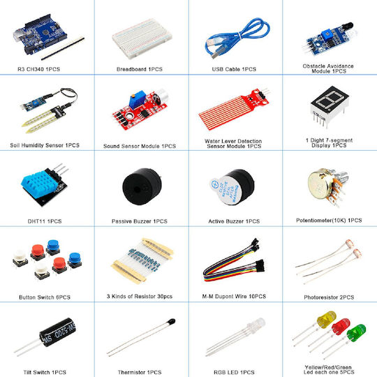 Basic Starter Kit Arduino Uno R3 Diy Kit R3 Board Breadboard + Retail Plastic Box