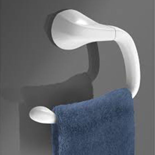 Bathroom Towel Rack 24.3x7.4x19.8cm Plastic Wall-Mounted Screws White Bama Italy
