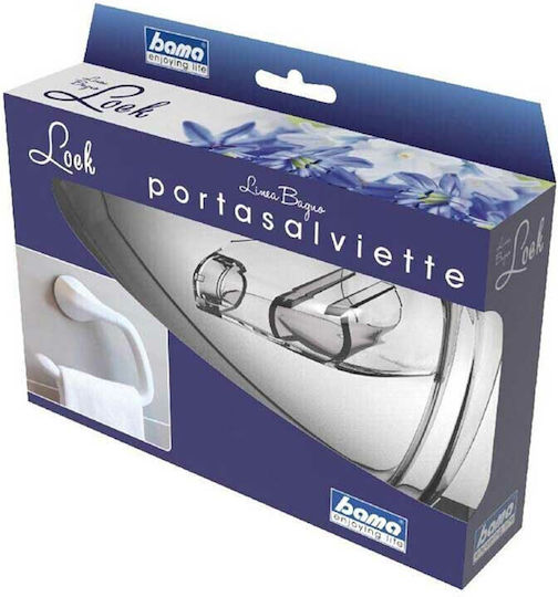 Bathroom Towel Rack 24.3x7.4x19.8cm Plastic Wall-Mounted Screws White Bama Italy