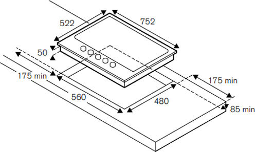 Bertazzoni Gas Cooktop Autonomous 75.5x52.5εκ.