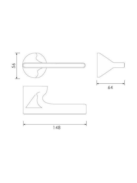 Door Handle Rosette Yalis Bj84266 148x56mm Black Stainless Steel Left Front Door 259-84266bjmsb Left Front Door