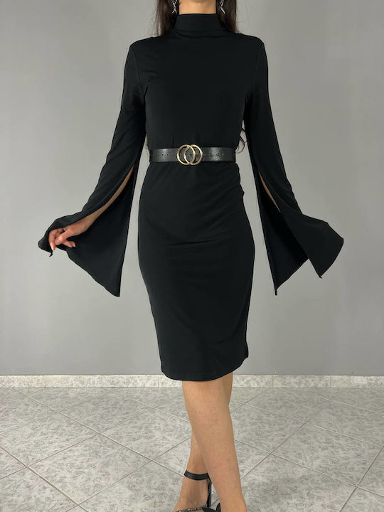Midi Dress for Wedding - Christening Open Back Black