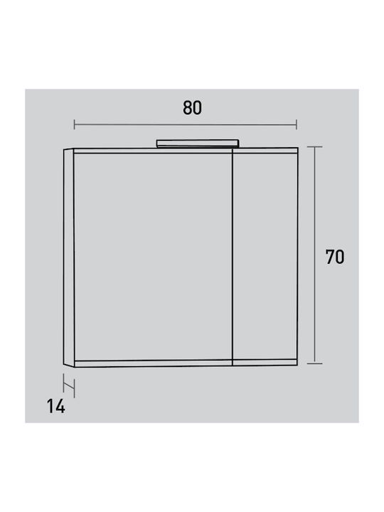 Καθρέπτης Ντουλάπι Απλίκα Led Probagno 951ama 60x14x70υ Mdf Μπεζ