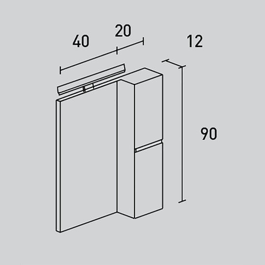 Καθρέπτης Ντουλάπι Απλίκα Led Probagno 911amb 60x12x90υ Mdf Λευκή