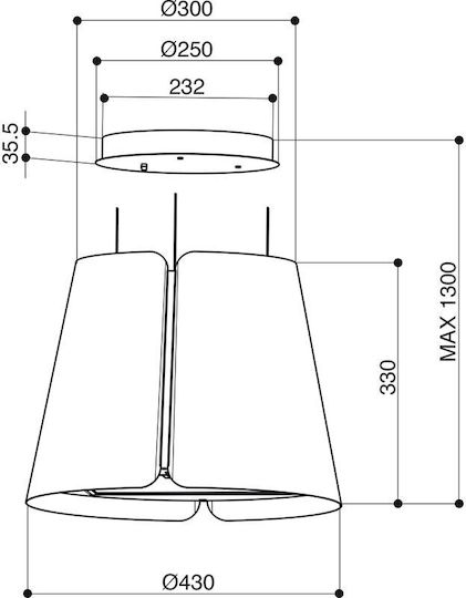 Faber BEAT BK MATT F45 Απορροφητήρας Νησίδα 45cm Μαύρος
