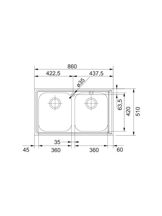 Franke Nex 620 Ένθετος Νεροχύτης Inox Μ86xΠ50cm Ασημί