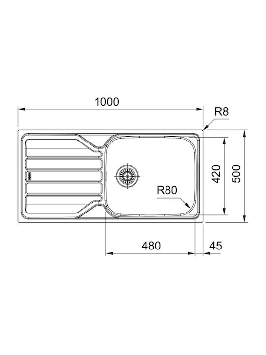 Franke Flash Ένθετος Νεροχύτης Inox Σατινέ Μ100xΠ50cm Ασημί