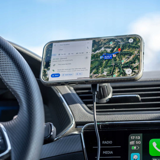Spacecase Auto Handyhalterung mit Magnet und Kabelloses Laden MagSafe Schwarz
