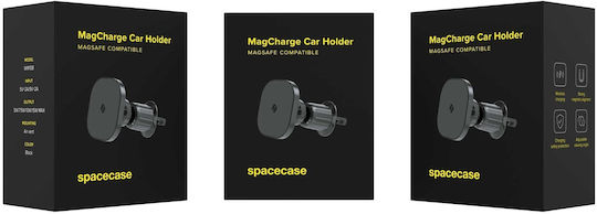 Spacecase Auto Handyhalterung mit Magnet und Kabelloses Laden MagSafe Schwarz