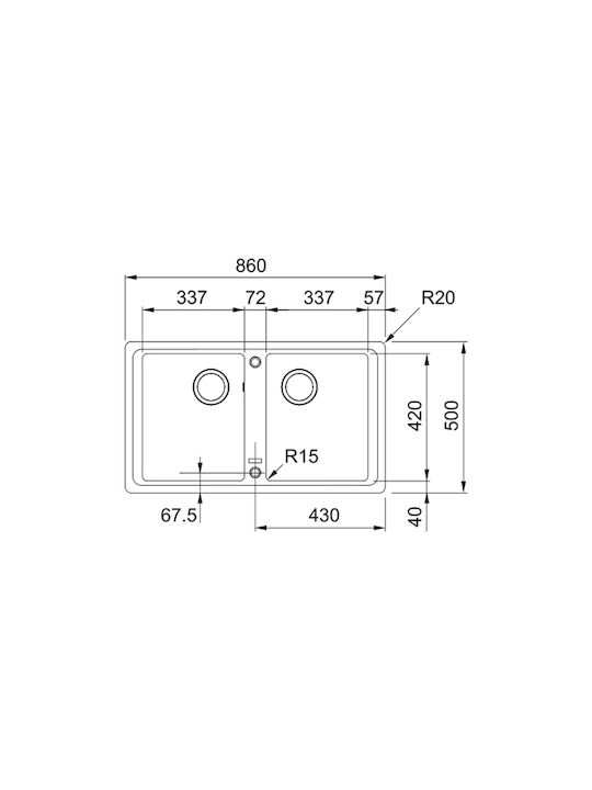 Franke Basis Bfg 620 Ένθετος Νεροχύτης από Συνθετικό Γρανίτη Μ86xΠ50cm Beige