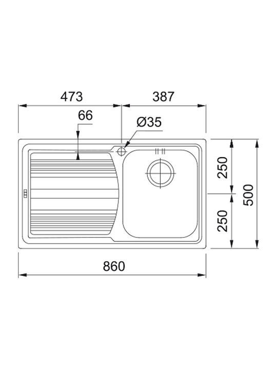 Franke Logica Line 1010261034 Drop-In Sink Left Inox W86xD50cm Silver