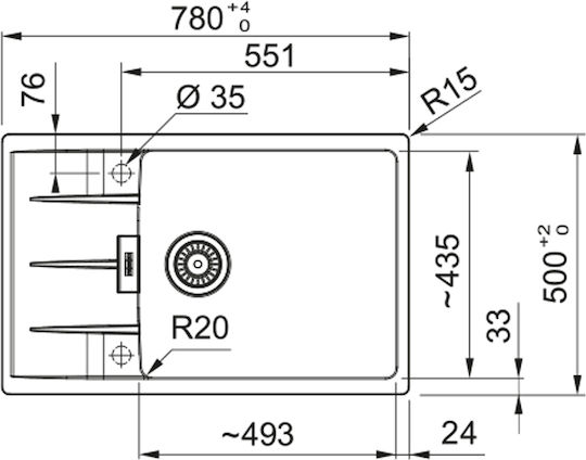 Franke Centro Cng 611-78 Xl Ένθετος από Συνθετικό Γρανίτη Μ78xΠ50cm Franke Centro Cng 611-78 Xl Ένθετος από Συνθετικό Γρανίτη Μ78xΠ50cm
