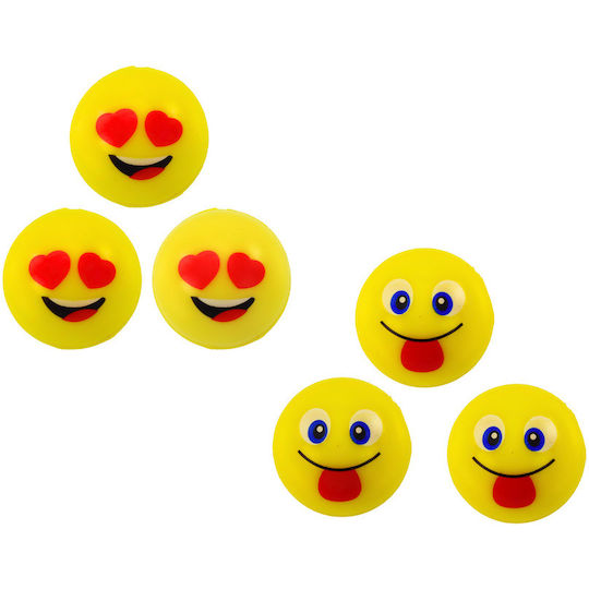 Set 6 Yellow Emoji Rubber Balls