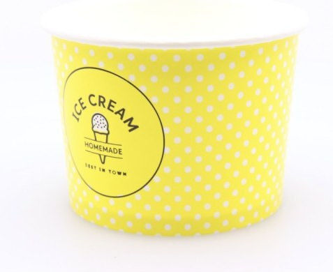 Set Of 50 Yellow Paper Ice Cream Cups With 237ml Capacity