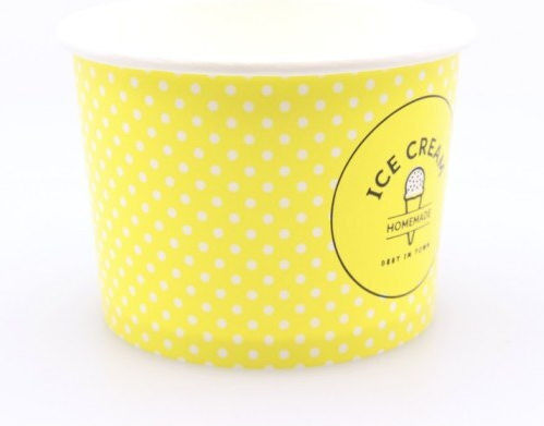 Set Of 50 Yellow Paper Ice Cream Cups With 237ml Capacity