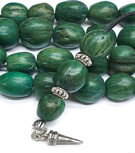Roloi Komboloi Nutmeg Worry Beads with 33 Beads Green 42cm