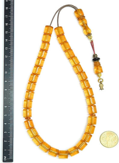 Roloi Komboloi Resin Worry Beads with 33 Beads Honey 32cm