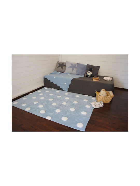 Lorena Canals Handmade Kids Cotton Rug Polka Dots Clouds 120x160cm Blue-White