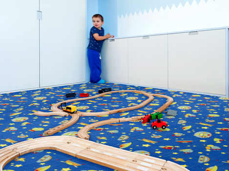 Kids Rug Playroom Space Blue 160x240