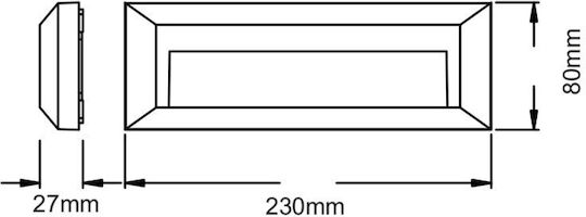 Aca Aplica de exterior montată pe perete LED IP65 4W cu Alb Cald Lumină 23x80x8εκ.