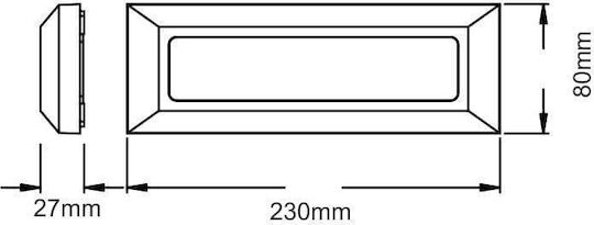 Aca Wandmontierte Außen-Deckenleuchte LED IP65 4W mit Warmweiß Licht 23x80εκ.