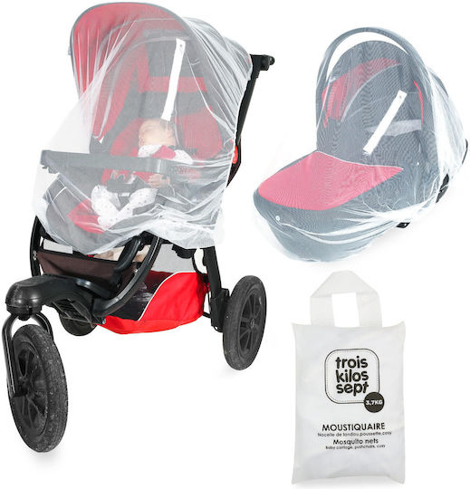 Trois Kilos Sept Mosquito Net for Stroller Tulle 55-8075061 with Elastic White 120x60cm