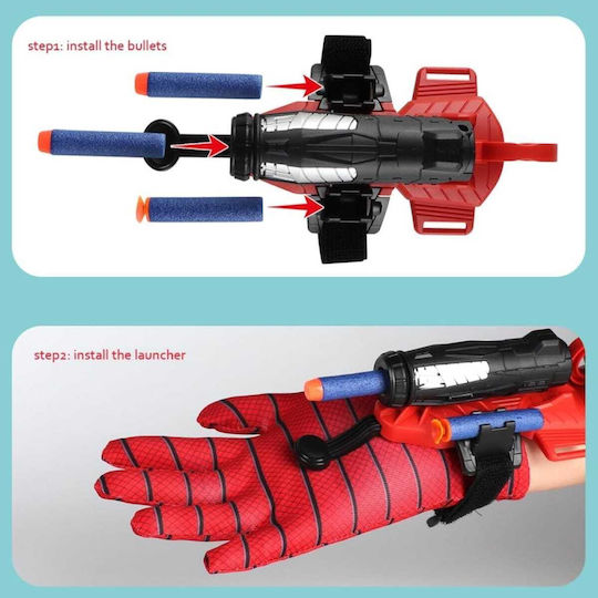 Kids Dart Launcher Gun Spider Gun – Black Red Foam Darts